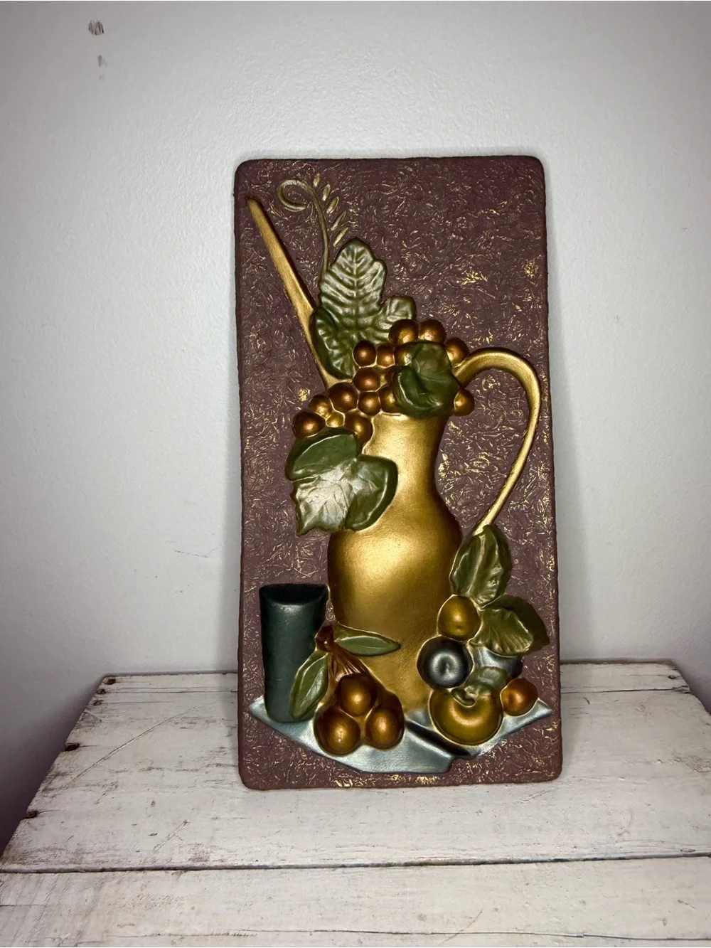 Vintage Florentine Art Studio Golden Chalkware Wall Plaques by Richardson, Jewel
